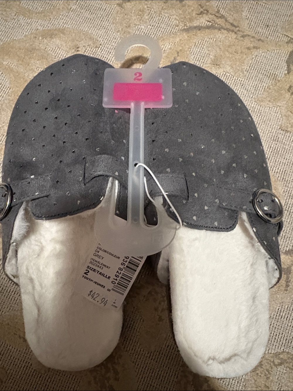 Girl’s Grey Faux-Suede Slip-On clog with Buckle